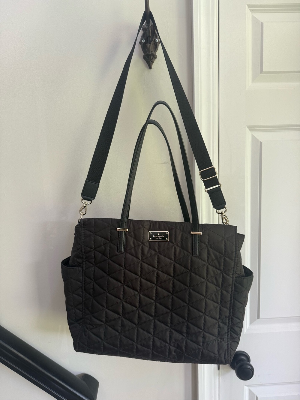 kate spade Black Quilted Diaper Tote Bag with changing pad - Picture 2 of 12
